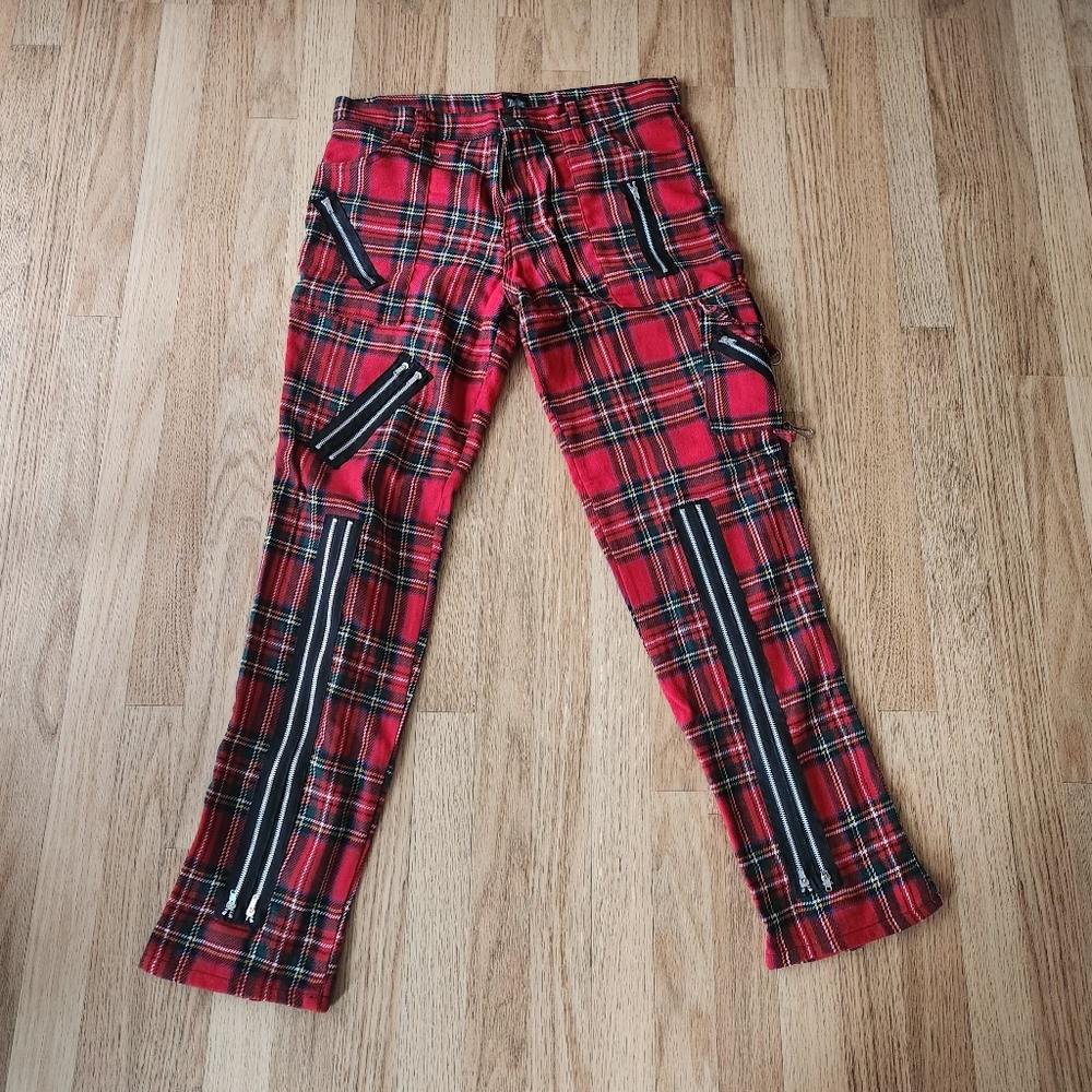 Tiger plaid zipper pants